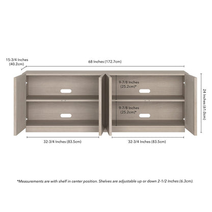 Morse Rectangular TV Stand for TV's up to 75" in Alder White