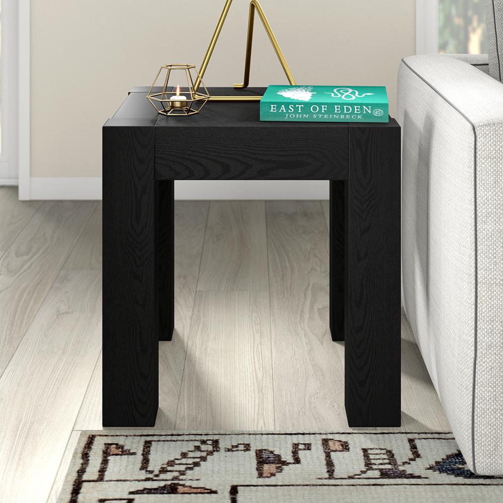 Langston 22" Wide Square Side Table in Black Grain