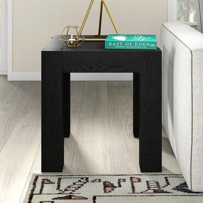 Langston 22" Wide Square Side Table in Black Grain