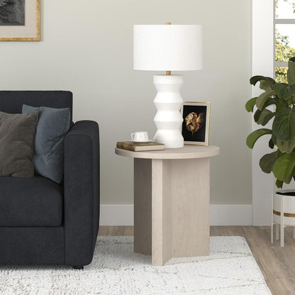 Anders 20" Wide Round Side Table in Alder White