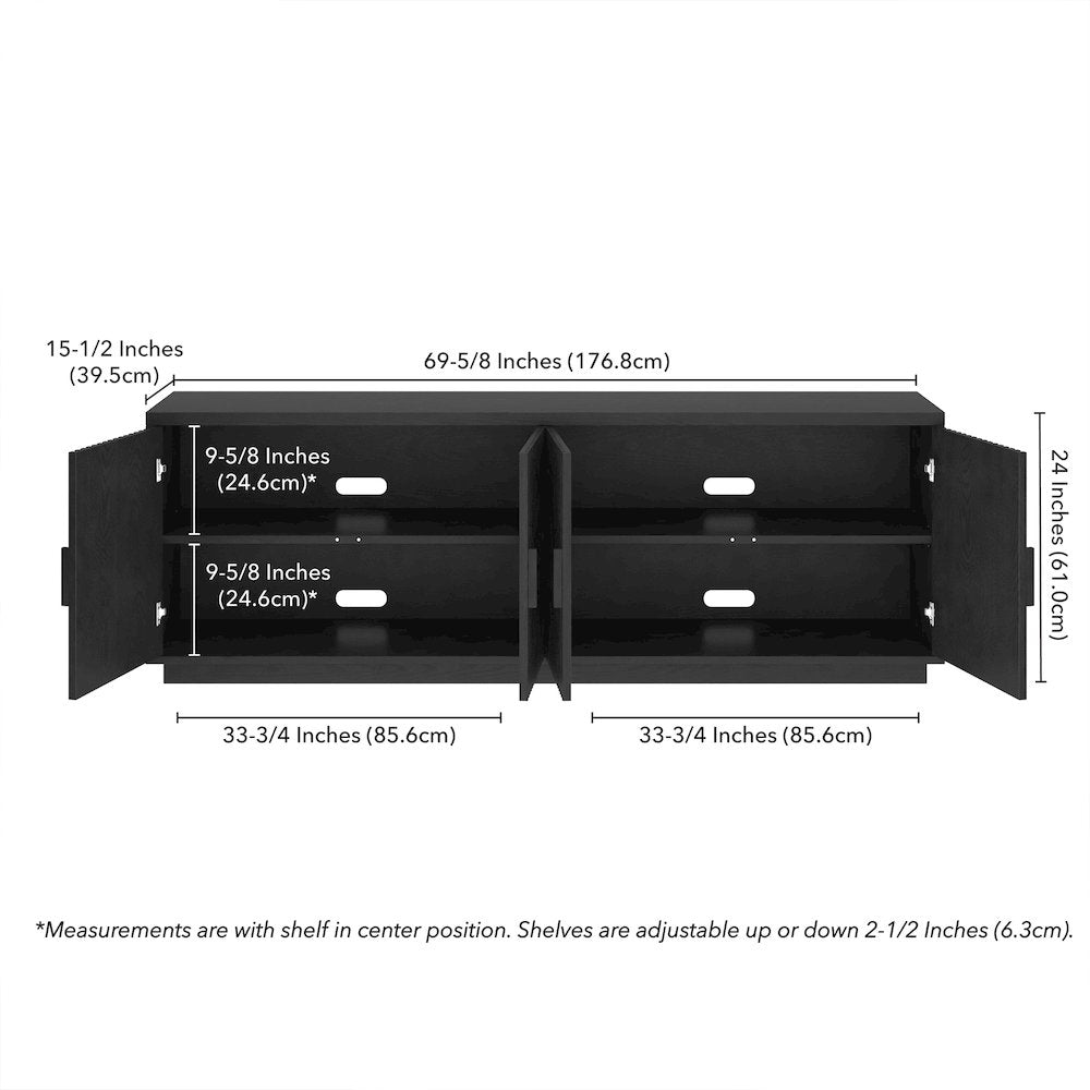 Mero Rectangular TV Stand for TV's up to 75" in Black Grain