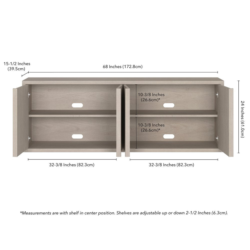 Savin Rectangular TV Stand for TV's up to 75" in Alder White