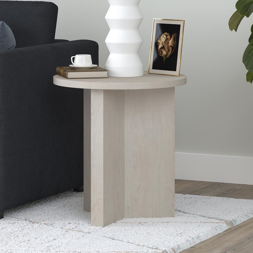 Anders 20" Wide Round Side Table in Alder White