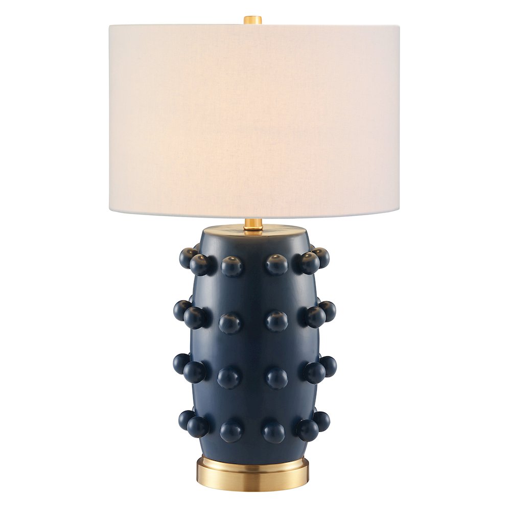 Farrington 26" Tall Ceramic Table Lamp with Fabric Shade in Matte Navy/White