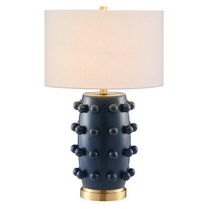 Farrington 26" Tall Ceramic Table Lamp with Fabric Shade in Matte Navy/White