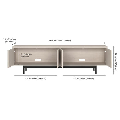 Abington Rectangular TV Stand for TV's up to 75" in Alder White