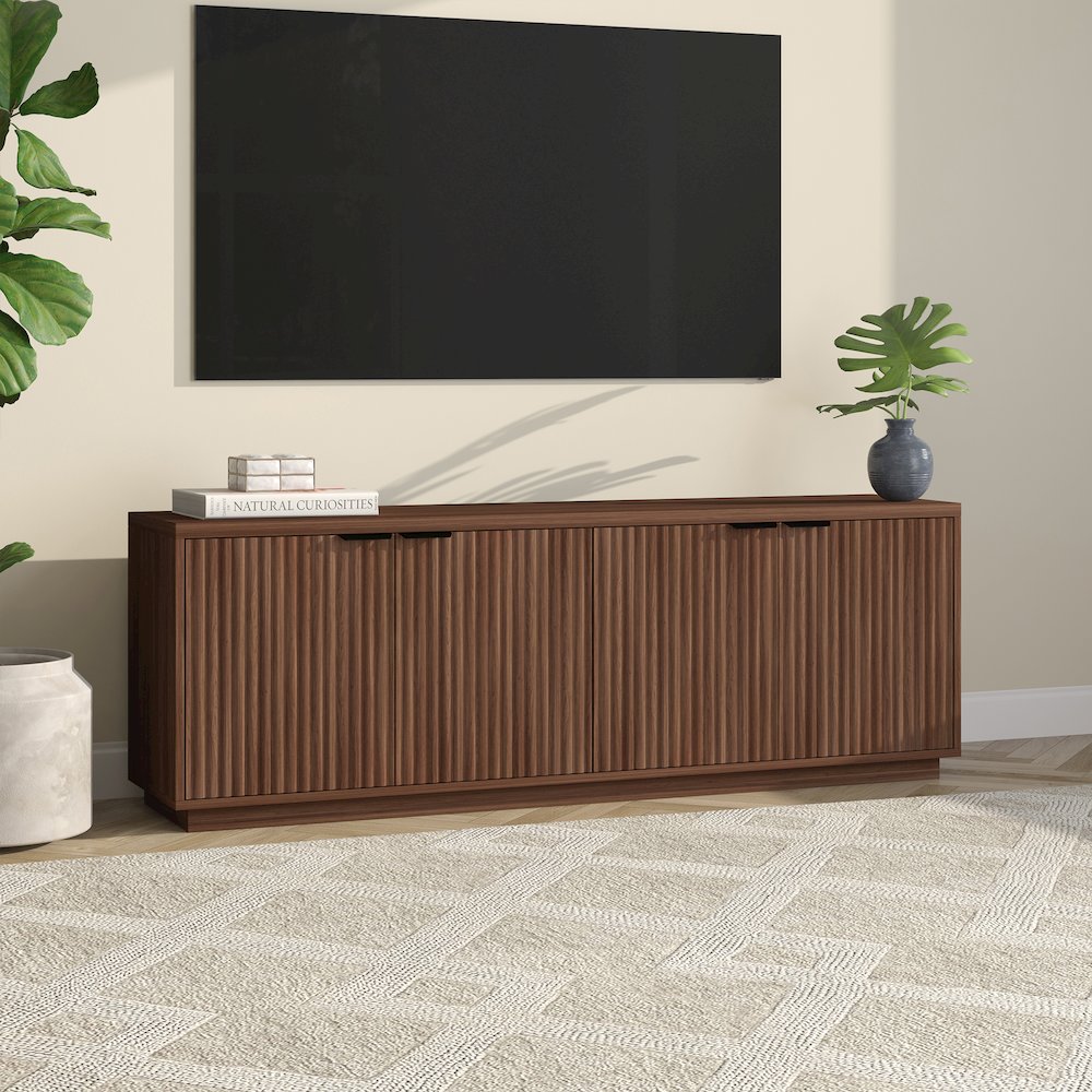 Mansfield Rectangular TV Stand for TV's up to 78" in Satin Walnut