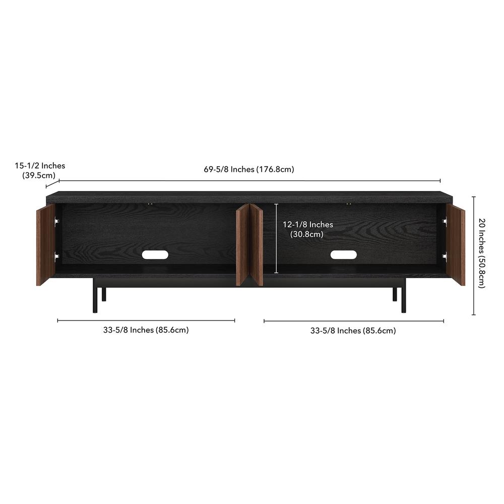Whitman Rectangular TV Stand for TV's up to 75" in Black Grain/Satin Walnut