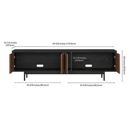 Whitman Rectangular TV Stand for TV's up to 75" in Black Grain/Satin Walnut