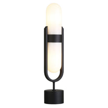 Blair Pill-Shaped Table Lamp with Milk Glass Shade in Blackened Bronze/White