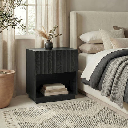 Henn&Hart 24'' Fluted Modern Rectangular Nightstand, Side Table with Ribbed