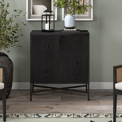 Henn&Hart 28" Fluted Accent Cabinet, Ribbed Modern Sideboard Buffet Cabinet