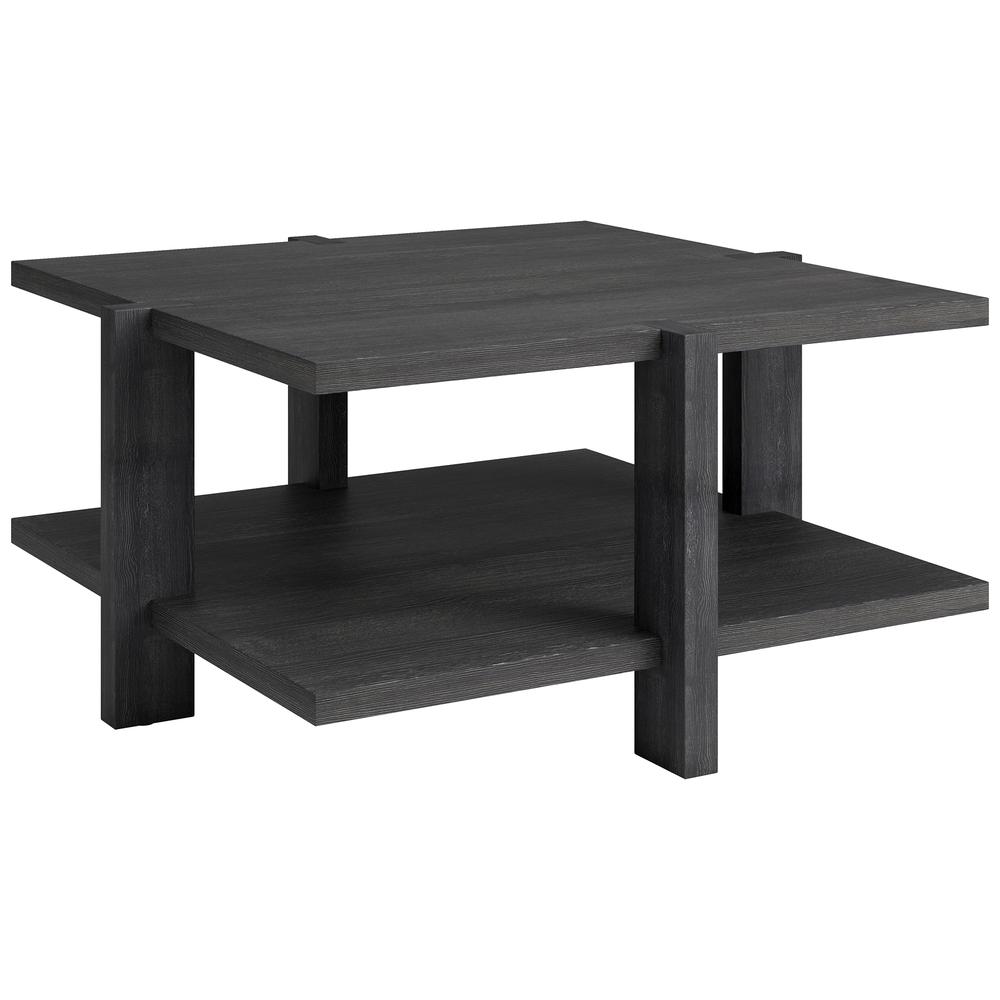Ingrid 35" Wide Square Coffee Table in Charcoal Gray