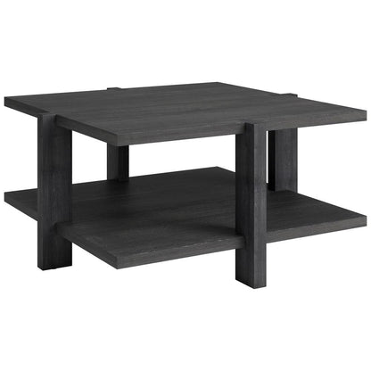Ingrid 35" Wide Square Coffee Table in Charcoal Gray