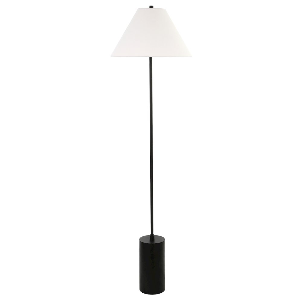 Henn&Hart 64" Modern 1-Light Floor Lamp with White Fabric Empire Shade for