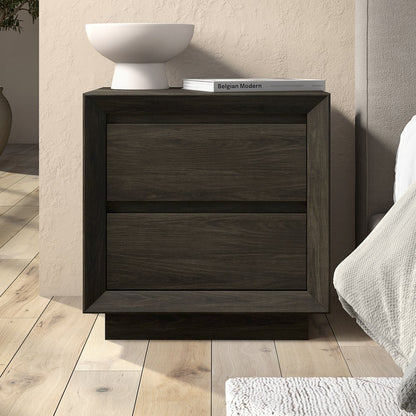 Henn&Hart 24" Modern Rectangular Nightstand, Side Table with 2 Storage Drawers