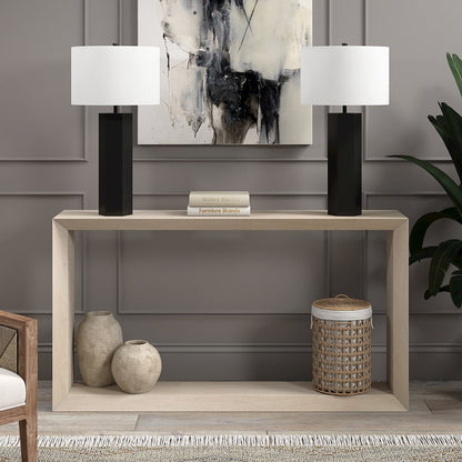 Henn&Hart 27.5" Modern 1-Light Table Lamp with White Fabric Drum Shade for