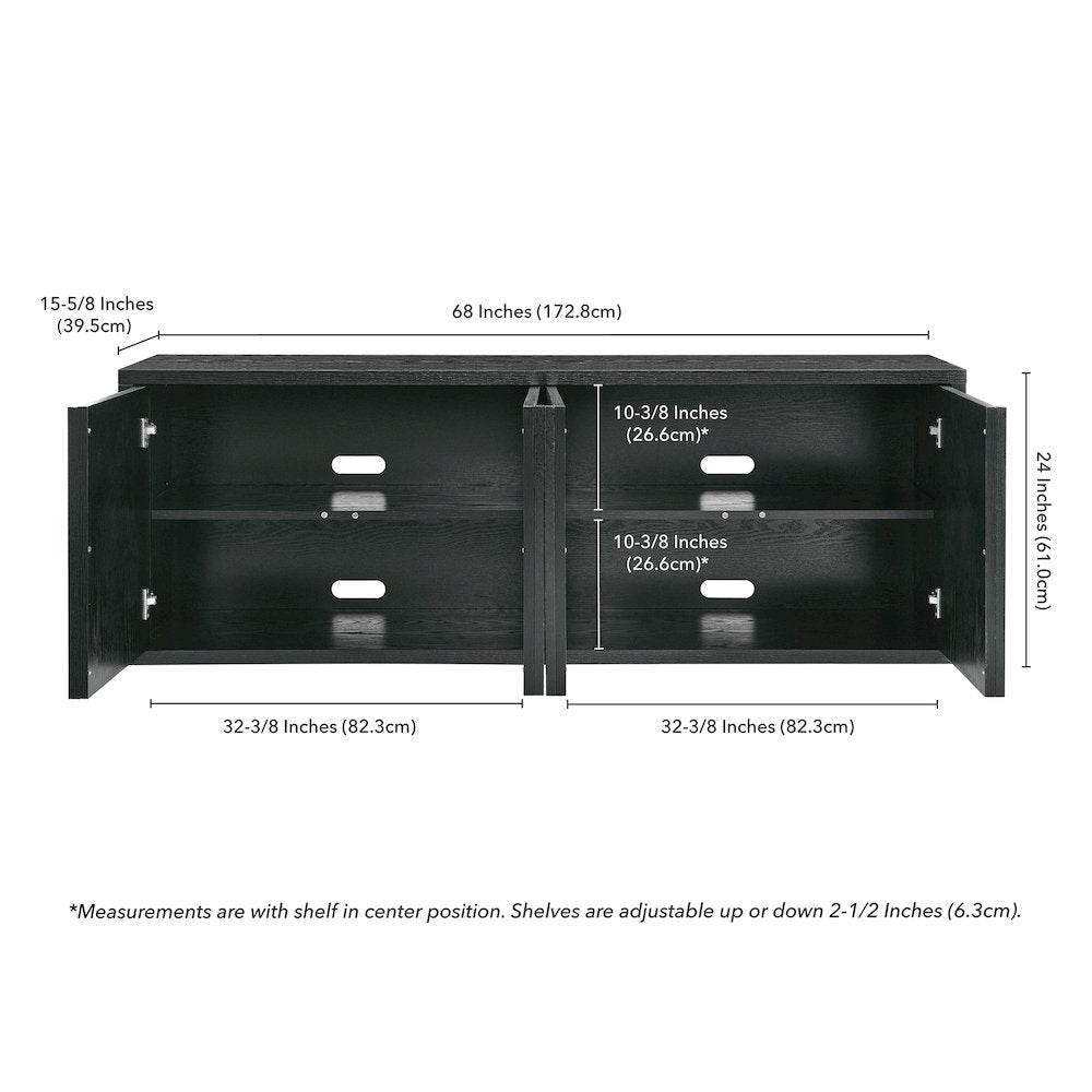 Kai Rectangular TV Stand for TV's up to 75" in Black Grain