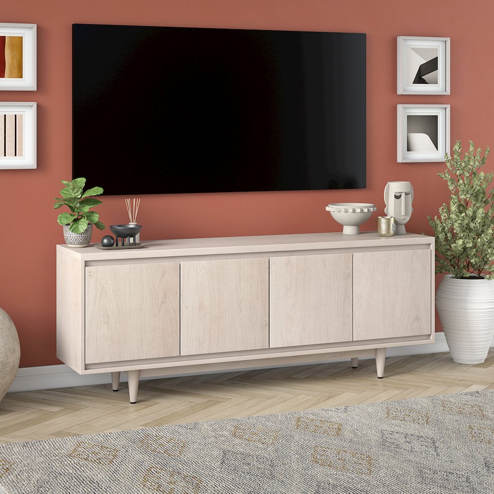 Duran Rectangular TV Stand for TV's up to 75" in Alder White