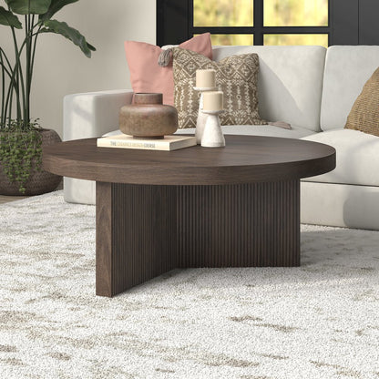 Holm 36" Wide Round Coffee Table in Alder Brown