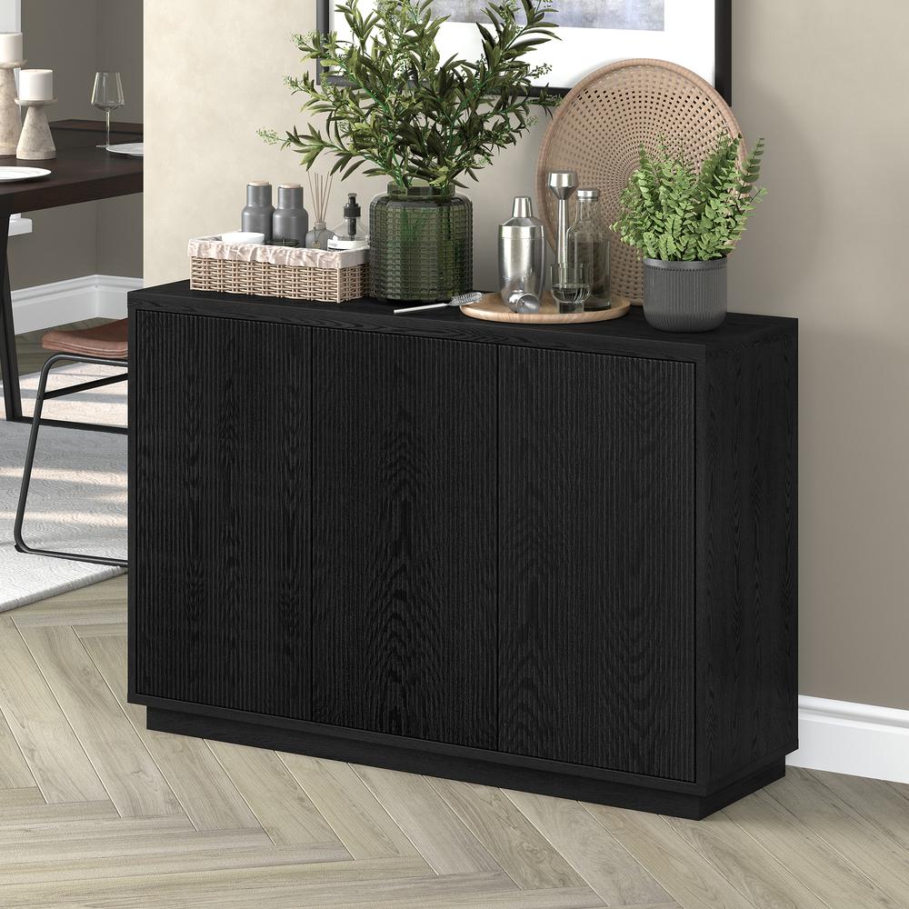 Alston 48" Wide Rectangular Buffet Table in Black Grain