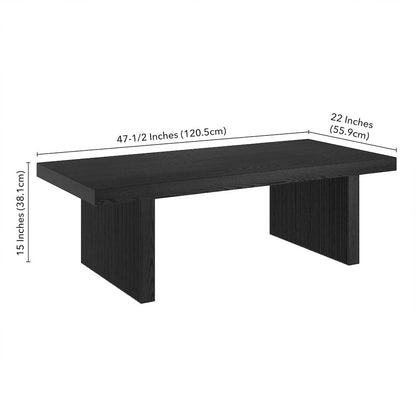 Soren 48" Wide Rectangular Coffee Table in Black Grain