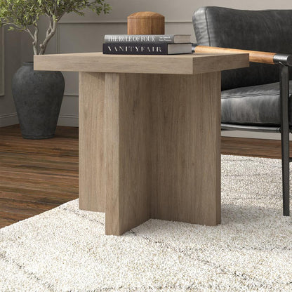 Elna 22" Wide Square Side Table in Antiqued Gray Oak