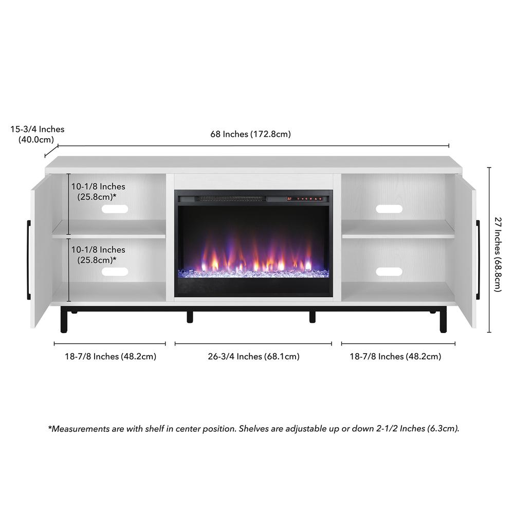 Julian Rectangular TV Stand with Crystal Fireplace for TV's up to 80" in White