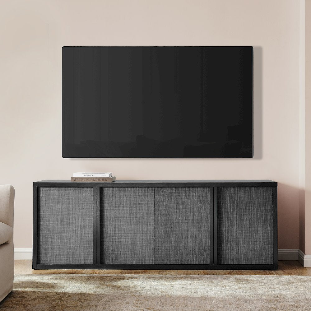 Kai Rectangular TV Stand for TV's up to 75" in Black Grain