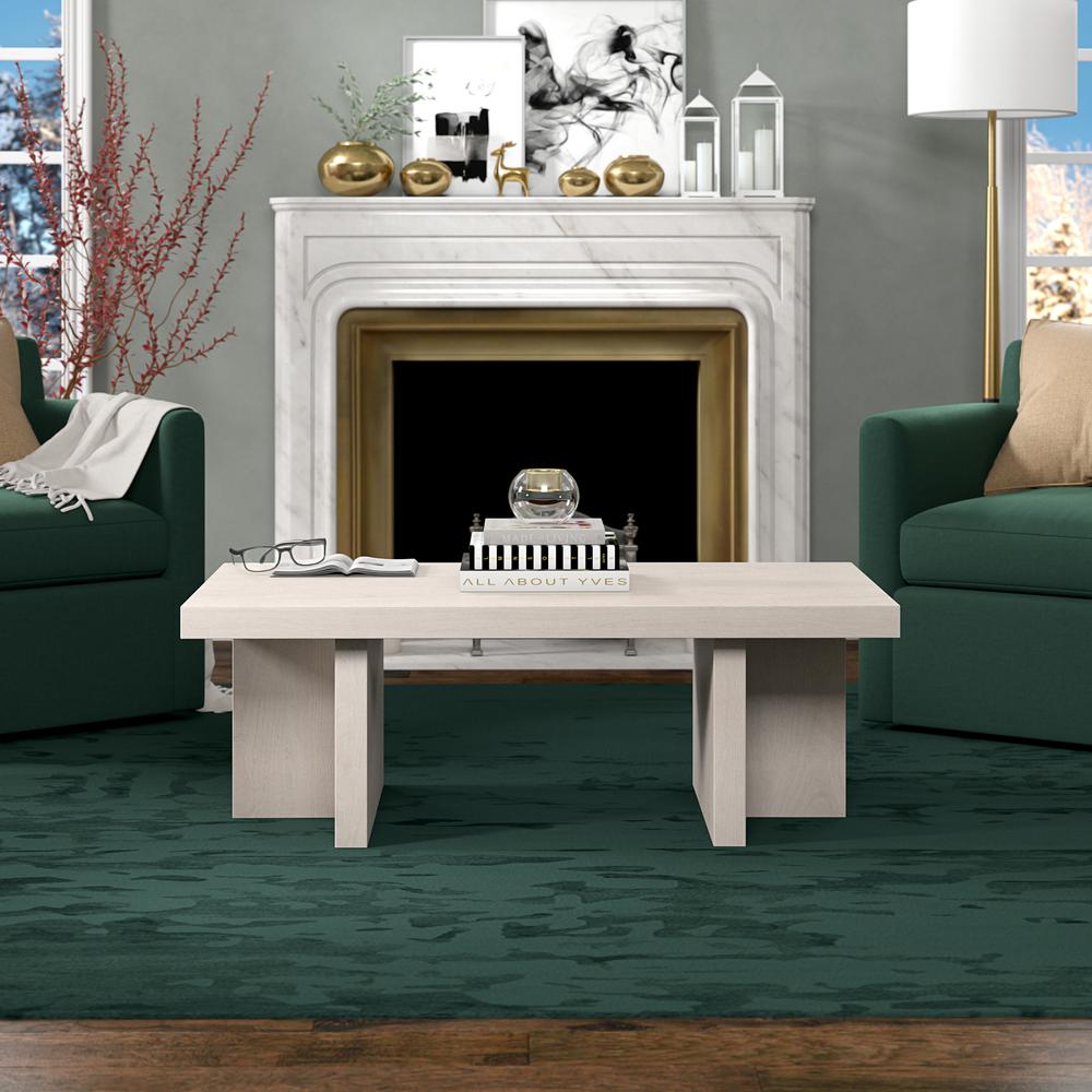 Dimitra 44" Wide Rectangular Coffee Table in Alder White