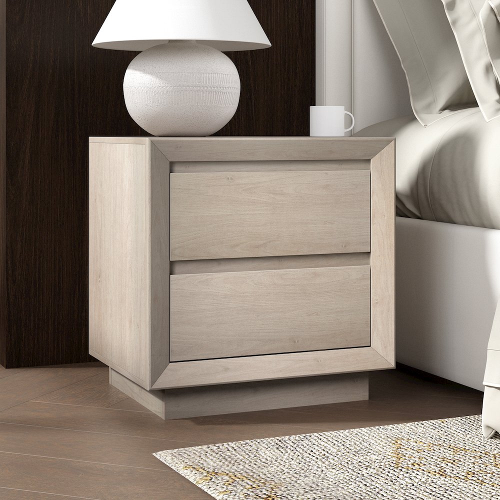 Henn&Hart 24" Modern Rectangular Nightstand, Side Table with 2 Storage Drawers