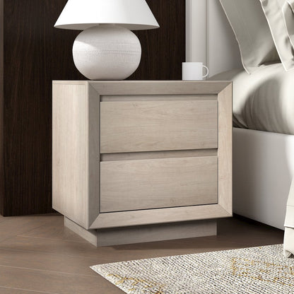 Henn&Hart 24" Modern Rectangular Nightstand, Side Table with 2 Storage Drawers