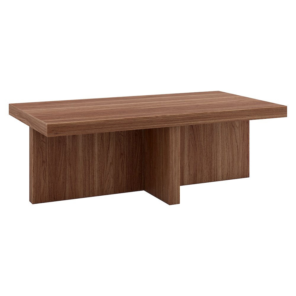 Elna 44" Wide Rectangular Coffee Table in Satin Walnut