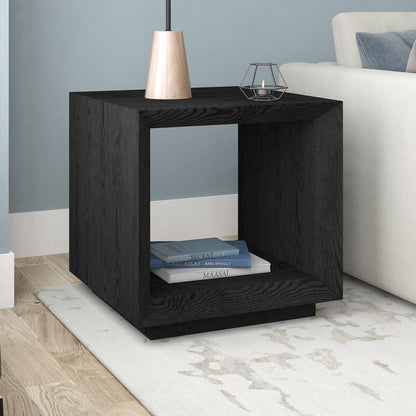 Tannen 22" Wide Rectangular Side Table in Black Grain