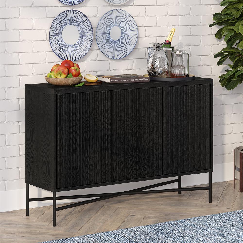 Brighton 48" Wide Rectangular Buffet Table in Black Grain