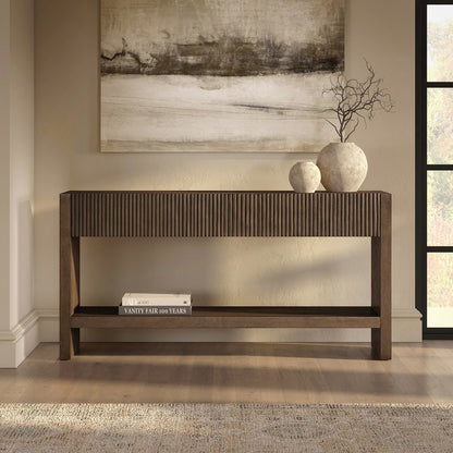Henn&Hart 60" Rectangular Fluted Console Table, Ribbed Entryway Table, Sofa