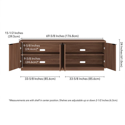 Mansfield Rectangular TV Stand for TV's up to 78" in Satin Walnut