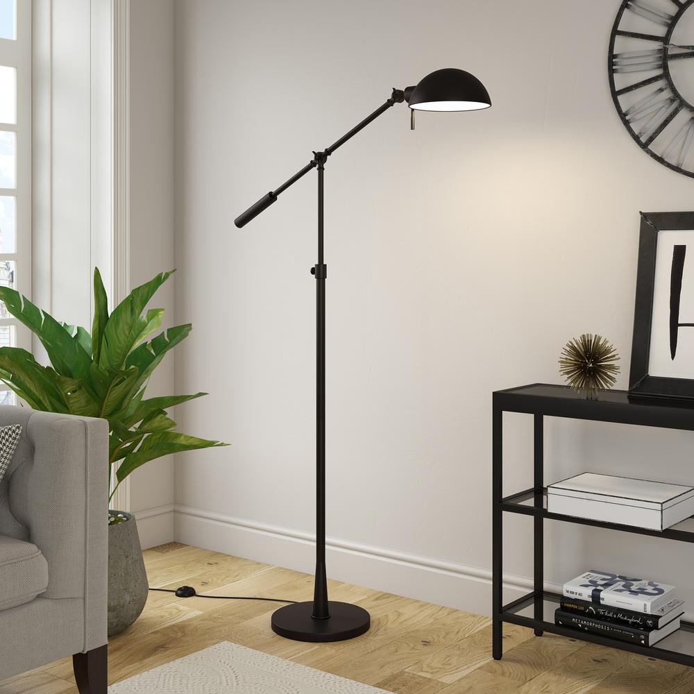 Dexter Height Adjustable/Tilting Floor Lamp with Metal Shade in Blackened Bronze/Blackened Bronze