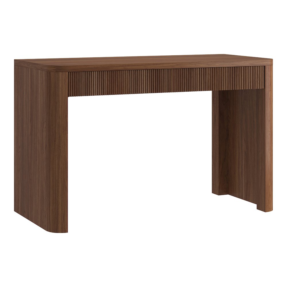 Palmera 47.5" Wide Rectangular Fluted Desk in Satin Walnut