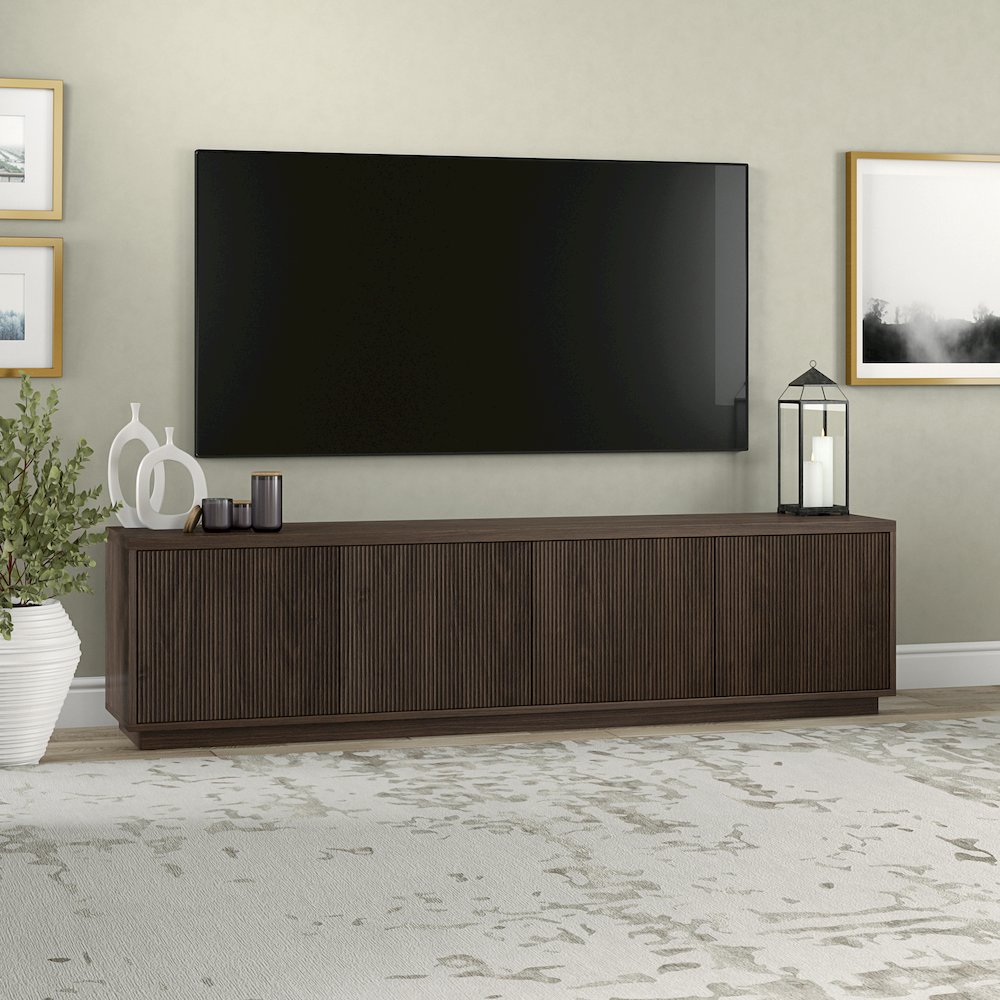 Hanson Rectangular TV Stand for TV's up to 85" in Alder Brown