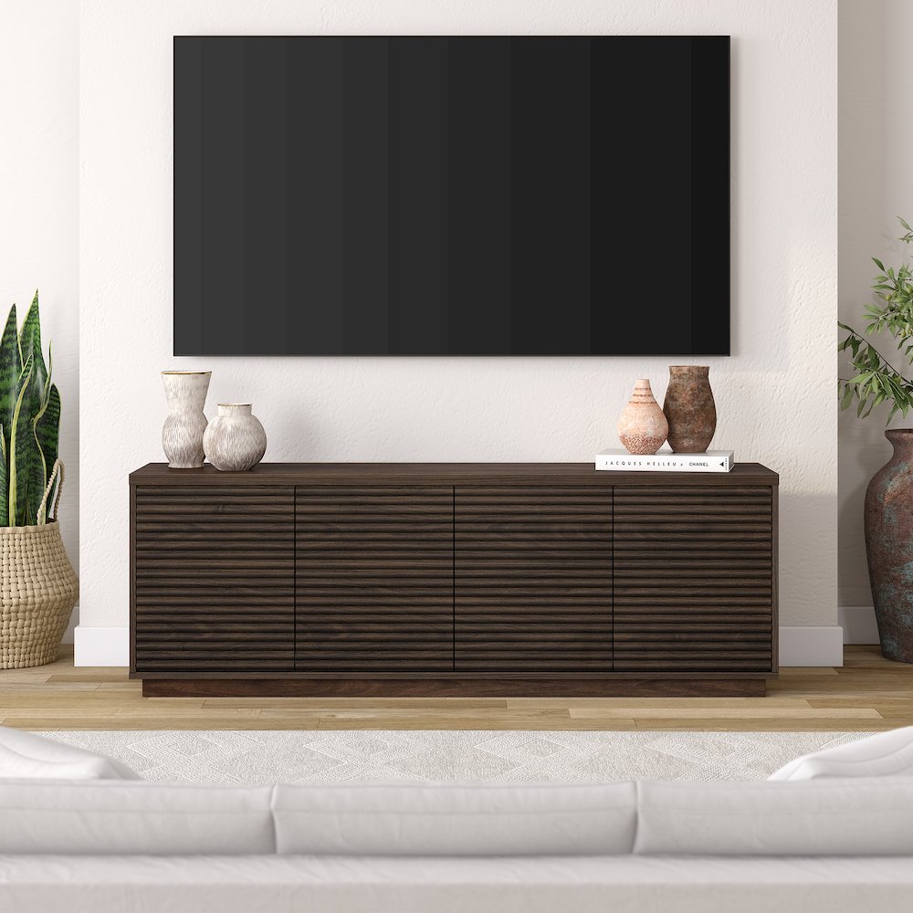 Tullis Rectangular TV Stand for TV's up to 78" in Alder Brown
