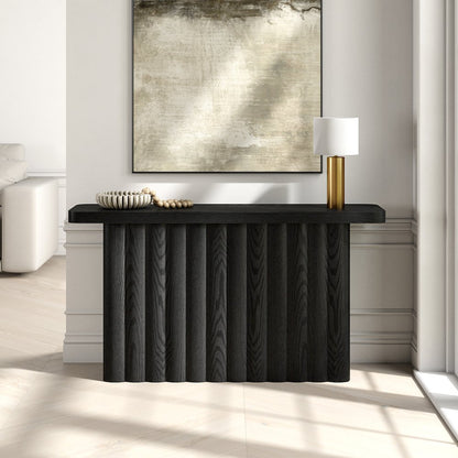 Henn&Hart 55'' Fluted Modern Rectangular Console Table, Ribbed Entryway Table