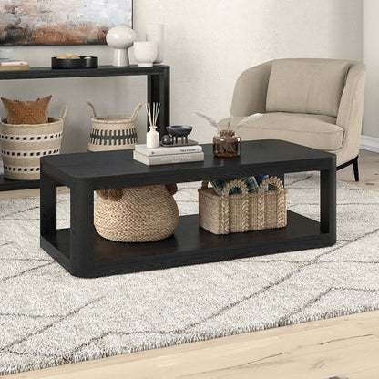Stellan 47" Wide Rectangular Coffee Table in Black Grain