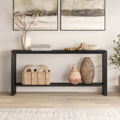 Osman 64" Wide Rectangular Console Table in Black Grain