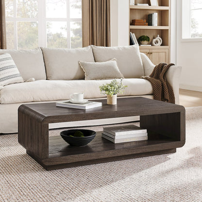 Henn&Hart 48" Modern Rectangular Coffee Table with Open Storage Shelf for