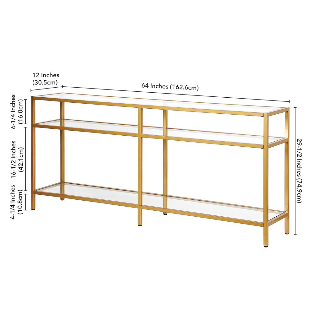 Sivil 64'' Wide Rectangular Console Table in Brass