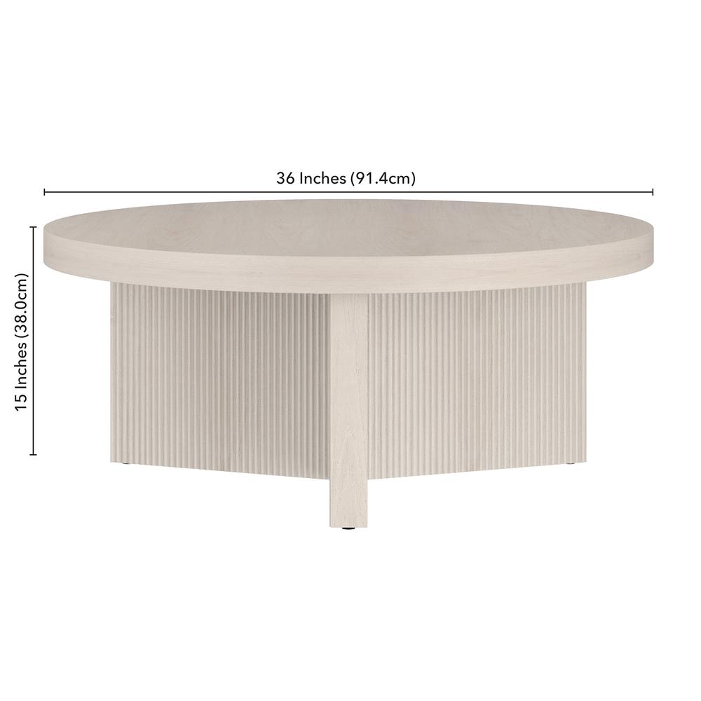 Holm 36" Wide Round Coffee Table in Alder White