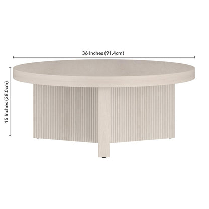 Holm 36" Wide Round Coffee Table in Alder White