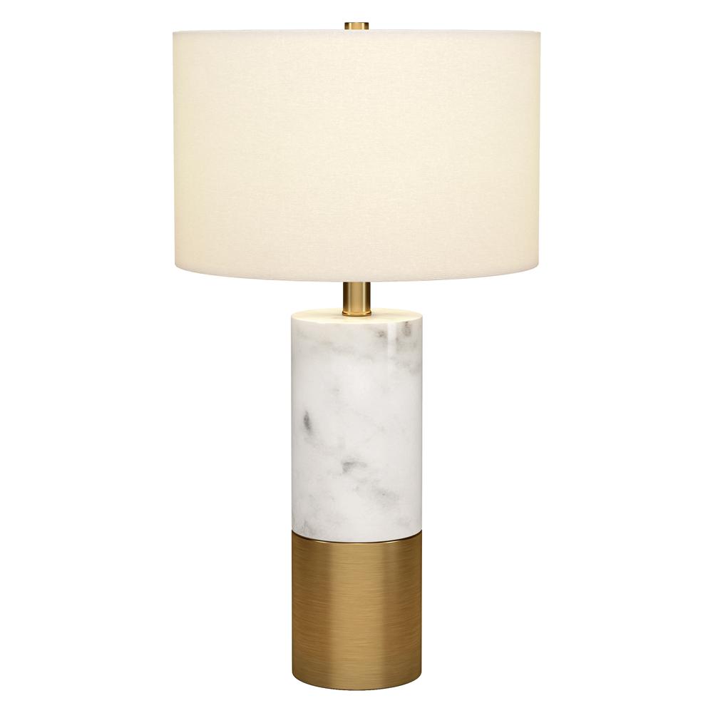 Liana 24" Tall Table Lamp with Fabric Shade in Marble/Brass/White