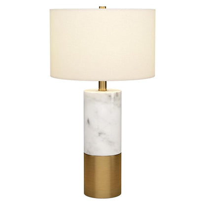 Liana 24" Tall Table Lamp with Fabric Shade in Marble/Brass/White